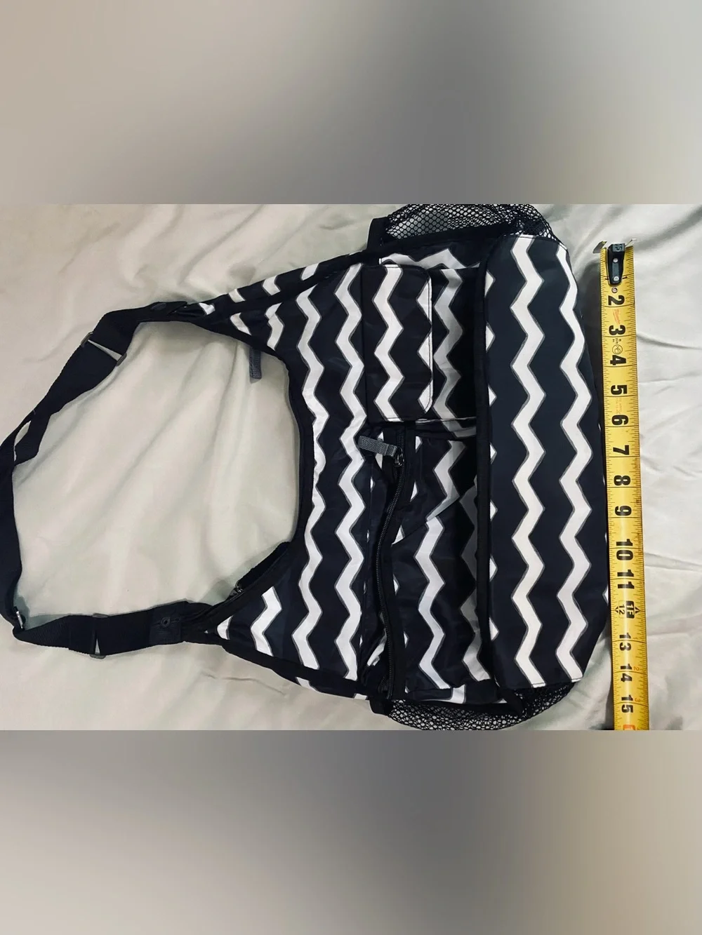 thirty-one Black and White Chevron Shoulder Hobo